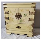 French Vanilla Painted Enamel Asian Jewelry Box