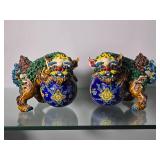Pair of Chinese Glazed Foo Dog Guardian Statues
