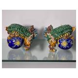 Pair of Chinese Glazed Foo Dog Guardian Statues