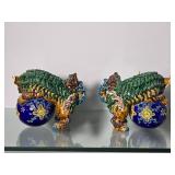 Pair of Chinese Glazed Foo Dog Guardian Statues