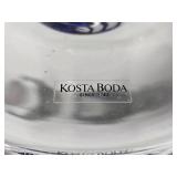 Kosta Boda Art Glass Bowl with Abstract Blue and Metallic Design