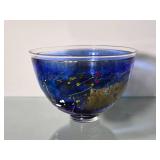 Kosta Boda Art Glass Vase with Abstract Blue Multicolor Design