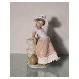 Lladro Porcelain Girl Seated with Hat Figurine