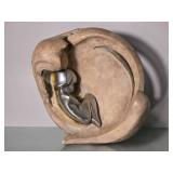 Mixed Media Sculpture of Figure Within Organic Form