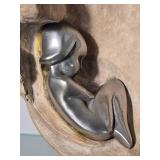 Mixed Media Sculpture of Figure Within Organic Form