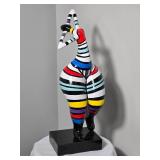 Contemporary Pop Art Style Striped Female Sculpture on Base