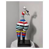 Contemporary Pop Art Style Striped Female Sculpture on Base