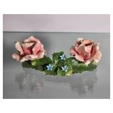 Nuova Capodimonte Italian Porcelain Double Rose Sculpture