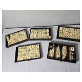 Vintage Asian Bone Mahjong Game Set in Storage Case