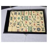 Vintage Asian Bone Mahjong Game Set in Storage Case