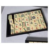 Vintage Asian Bone Mahjong Game Set in Storage Case