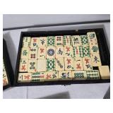 Vintage Asian Bone Mahjong Game Set in Storage Case