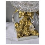 Pair Crystal and Gilt Metal Table Jars with Marble Bases