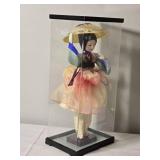 Vintage Korean Traditional Costume Doll in Display Case