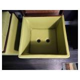 Pair Contemporary Lime Green Leather Storage Ottomans