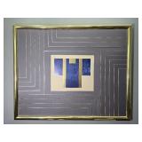 Large Framed Geometric Metallic Relief Wall Sculpture