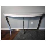 Modern Console Table with White Top and Chrome Base