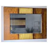 Burl Wood Wall Mirror with Beveled Glass