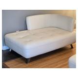 Contemporary White Leather Modular Sofa and Ottoman Set