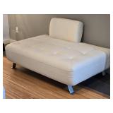 Contemporary White Leather Modular Sofa and Ottoman Set