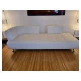 Contemporary White Leather Modular Sofa and Ottoman Set