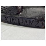 Hand Carved Primitive Monkey Sculpture Holding Banana Signed