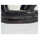 Hand Carved Primitive Monkey Sculpture Holding Banana Signed