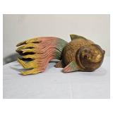 Monumental Hand Carved Polychrome Wood Fish Sculpture