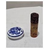 Asian Seal and Porcelain Ink Box Set