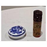 Asian Seal and Porcelain Ink Box Set