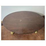 Oval Empire Style Mahogany Coffee Table with Gilt Paw Feet