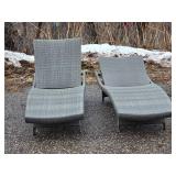 Pair of Frontgate Woven Outdoor Chaise Lounges - B