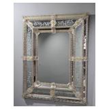 Venetian Style Art Glass Wall Mirror with Applied Floral Accents
