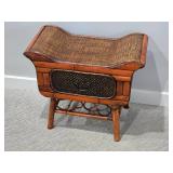 Vintage Bamboo and Rattan Accent Chest with Drawer