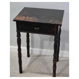 Wood Side Table with Dragonfly Drawer Pull - B