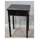 Wood Side Table with Dragonfly Drawer Pull - B
