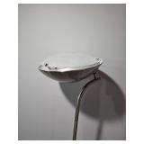 Modern Brushed Steel and Wood Torchiere Floor Lamp