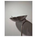 Modern Brushed Steel and Wood Torchiere Floor Lamp