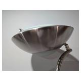 Modern Brushed Steel and Wood Torchiere Floor Lamp