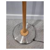 Modern Brushed Steel and Wood Torchiere Floor Lamp