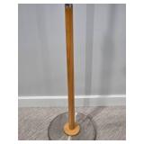 Modern Brushed Steel and Wood Torchiere Floor Lamp