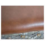 Decorative Metal and Leather Upholstered Storage Bench Trunk