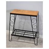 Scrollwork Metal and Wood Console Table