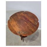 Vintage Round Accent Table with Carved Details