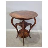 Vintage Round Accent Table with Carved Details