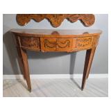 Hepplewhite Style Inlaid Demilune Console Table with Matching Mirror