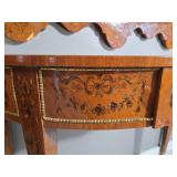 Hepplewhite Style Inlaid Demilune Console Table with Matching Mirror