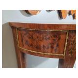 Hepplewhite Style Inlaid Demilune Console Table with Matching Mirror