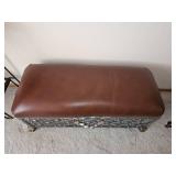 Moroccan Style Metal Storage Bench with Leather Cushion
