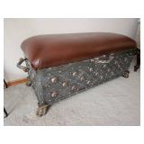 Moroccan Style Metal Storage Bench with Leather Cushion